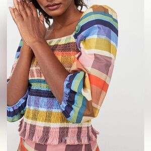Dark Rio Seline Plaid Cropped Blouse